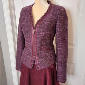 BCBG burgundy tweed jacket